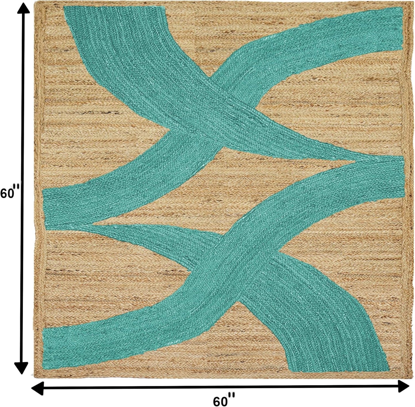 Premium Quality Jute Rug 4x6 Feet Area Rug Natural Fiber Jute Rugs Thick 0.27" Black Abstract Pattern Geometric Rugs for Kids Room, Living Room, Yoga Mat, Indoor Outdoor Carpet - Colors C