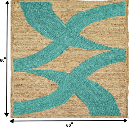 Premium Quality Jute Rug 4x6 Feet Area Rug Natural Fiber Jute Rugs Thick 0.27" Black Abstract Pattern Geometric Rugs for Kids Room, Living Room, Yoga Mat, Indoor Outdoor Carpet - Colors C