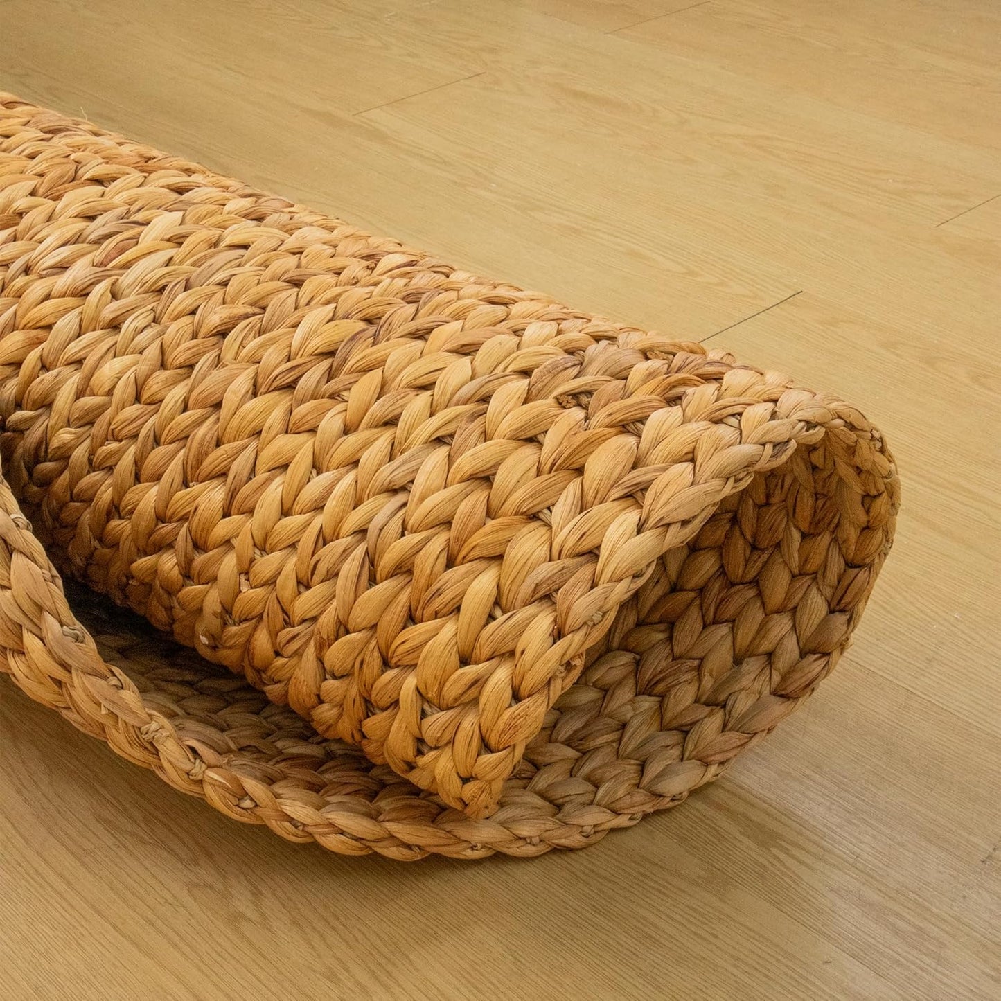 Water Hyacinth Meditation Mat | Non-Slip Exercise & Fitness Mat for Meditation | Natural Rug, Straw Floor Mat for Living Room, Bedroom and More