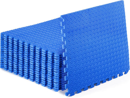 ProsourceFit Exercise Puzzle Mat ½-inch, EVA Interlocking Foam Floor Tiles for Home Gym, Workout Equipment, Kids Play Areas, Black, 24 SQ FT - 6 Tiles
