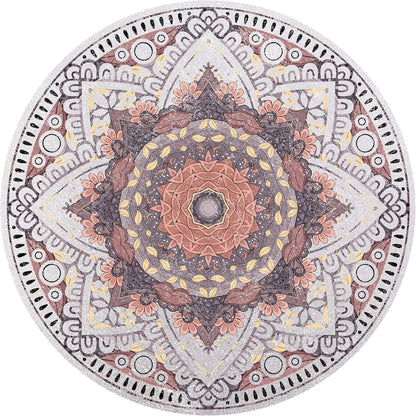Knsbk Large Round Yoga Mat 4.6'X3.5mm for Exercise Premium Extra Thick, Ultra Comfortable, Non Slip, Meditation Mat