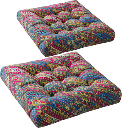 Codi Boho Floor Pillow, Large Meditation Cushion for Adults, Square Pillows Seating for Yoga Living Room Tatami Sitting Home Decor, Memory Foam Added, 22x22 Inch, Multi Patchwork