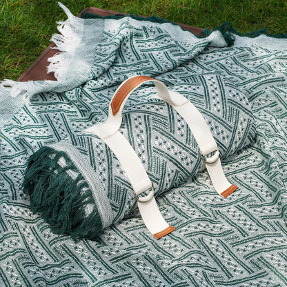 Genovega 2 in 1 Extra Large Rug Outdoor Picnic Blanket Waterproof Woven Boho Mat Giant Beach Towel Travel Essential Yoga Accessories Park Patio Lawn Garden Ground Music Festival Concert Must Have