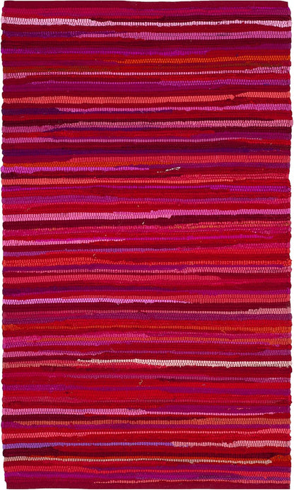 SAFAVIEH Area Rug 3x5 - Rag Rug Collection - Blue & Multi, Handmade Cotton, Boho Stripe Pattern, Ideal for Entryway, Living Room, Bedroom, Dining Space (RAR130B)