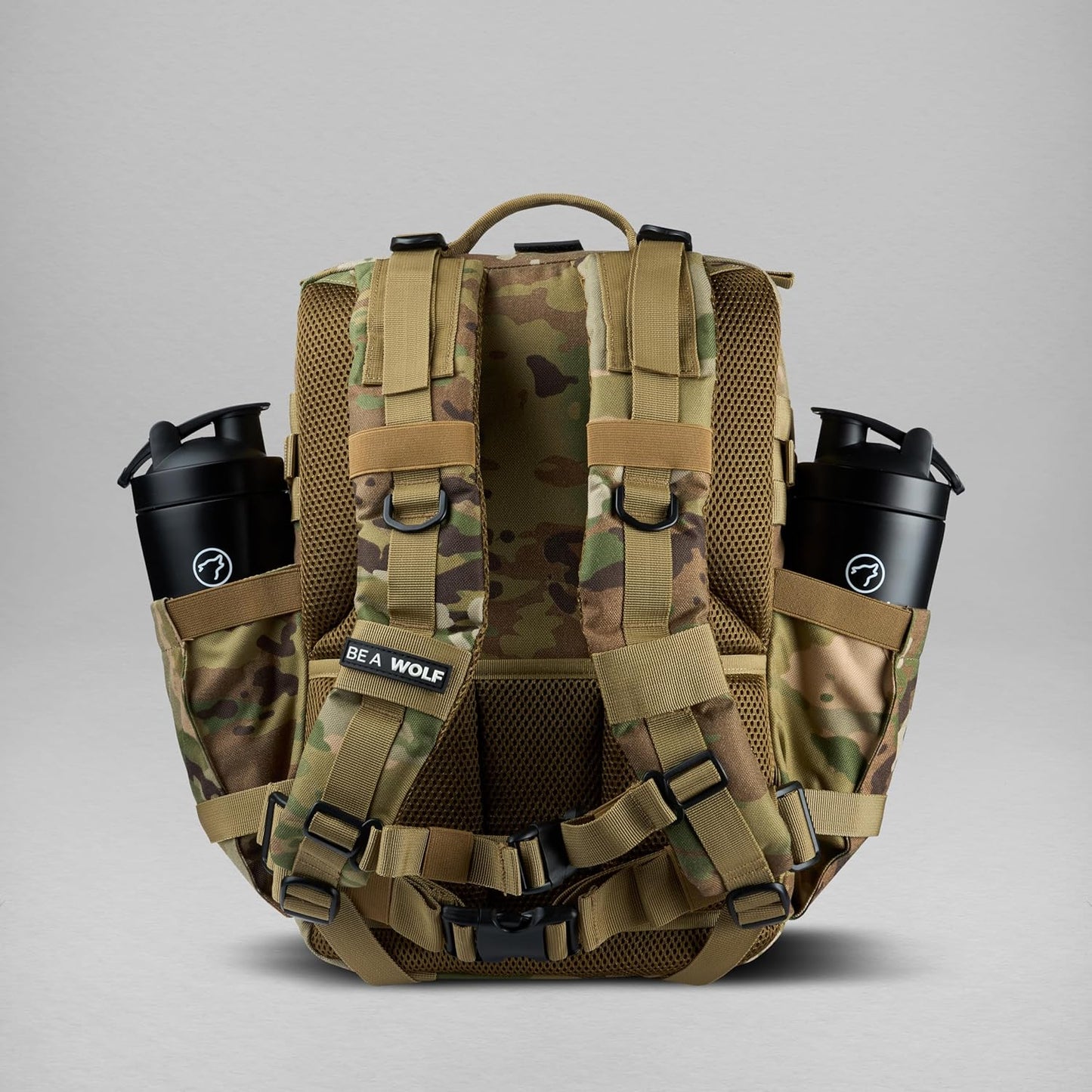 WOLFpak 35L Tactical Gym Backpack (Alpha Black) Durable 1000D Waterproof Oxford Material with MOLLE Webbing, Laptop Pocket & Dual Cup Holders, Durable Fitness/Travel/Military Daypack