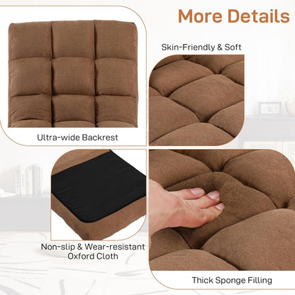 Floor Chair with Back Support Folding Chair with 6 Adjustable Position, Padded Sleeper Bed, Floor Gaming Chair, Meditation Chair for Adults