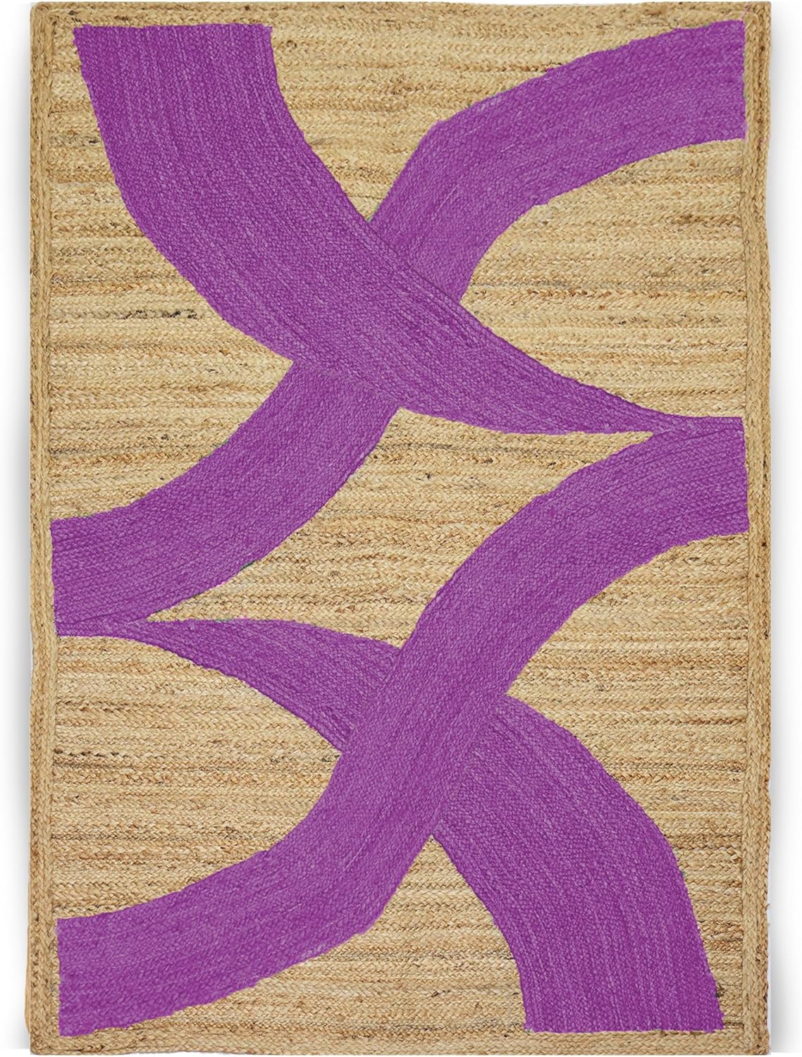 Premium Quality Jute Rug 4x6 Feet Area Rug Natural Fiber Jute Rugs Thick 0.27" Black Abstract Pattern Geometric Rugs for Kids Room, Living Room, Yoga Mat, Indoor Outdoor Carpet - Colors C