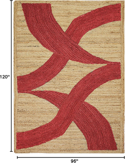Premium Quality Jute Rug 4x6 Feet Area Rug Natural Fiber Jute Rugs Thick 0.27" Black Abstract Pattern Geometric Rugs for Kids Room, Living Room, Yoga Mat, Indoor Outdoor Carpet - Colors B