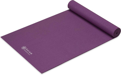 Gaiam Essentials 1/4" Thin (6mm) Yoga & Pilates, Fitness & Exercise Mat with Easy-Cinch Carrier Strap Cusion Support For Fitness and Gym Workouts