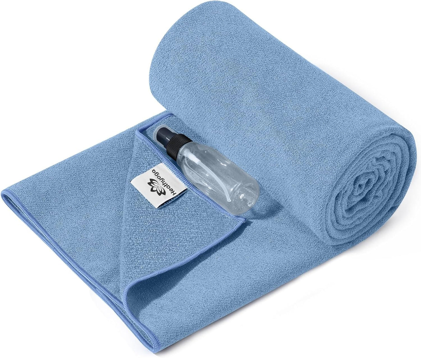 Heathyoga Yoga Mat Towel Non Slip for Hot Yoga Towel with Silicone Grip & Free Spray Bottle, 72"X26" Extra Large Microfiber Yoga Towel for Bikram, Pilates, Fitness