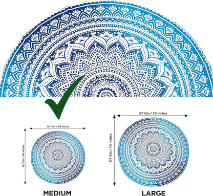 raajsee Purple Round Beach Tapestry Hippie/Boho Beach Blanket Mandala/Indian Cotton Throw - Round Tablecloth/Home Decor/Indie Rug Yoga Mat Meditation Picnic Rugs 127 CM / 50 INCHE Circle
