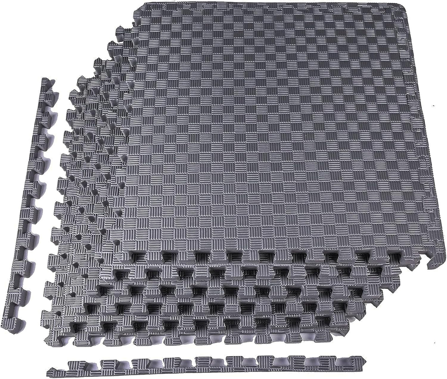 BalanceFrom Puzzle Exercise Mat 1" Thick, EVA Interlocking Foam Floor Tiles for Home Gym, Mat for Home Workout Equipment, Floor Padding for Kids, Black, 24 in x 24 in x 1 in, 24 Sq Ft - 6 Tiles