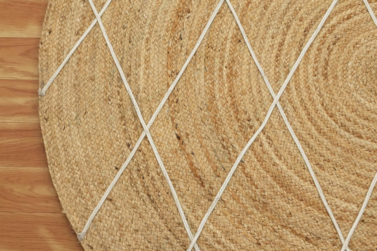 Kilim Rug 3' Round Area Rug Olive Beige White Braided Jute Carpet, Indoor Outdoor Flatweave Rug for Bedroom, Bedside, Kitchen, Beach & Terrace Yoga Mat - Colors B