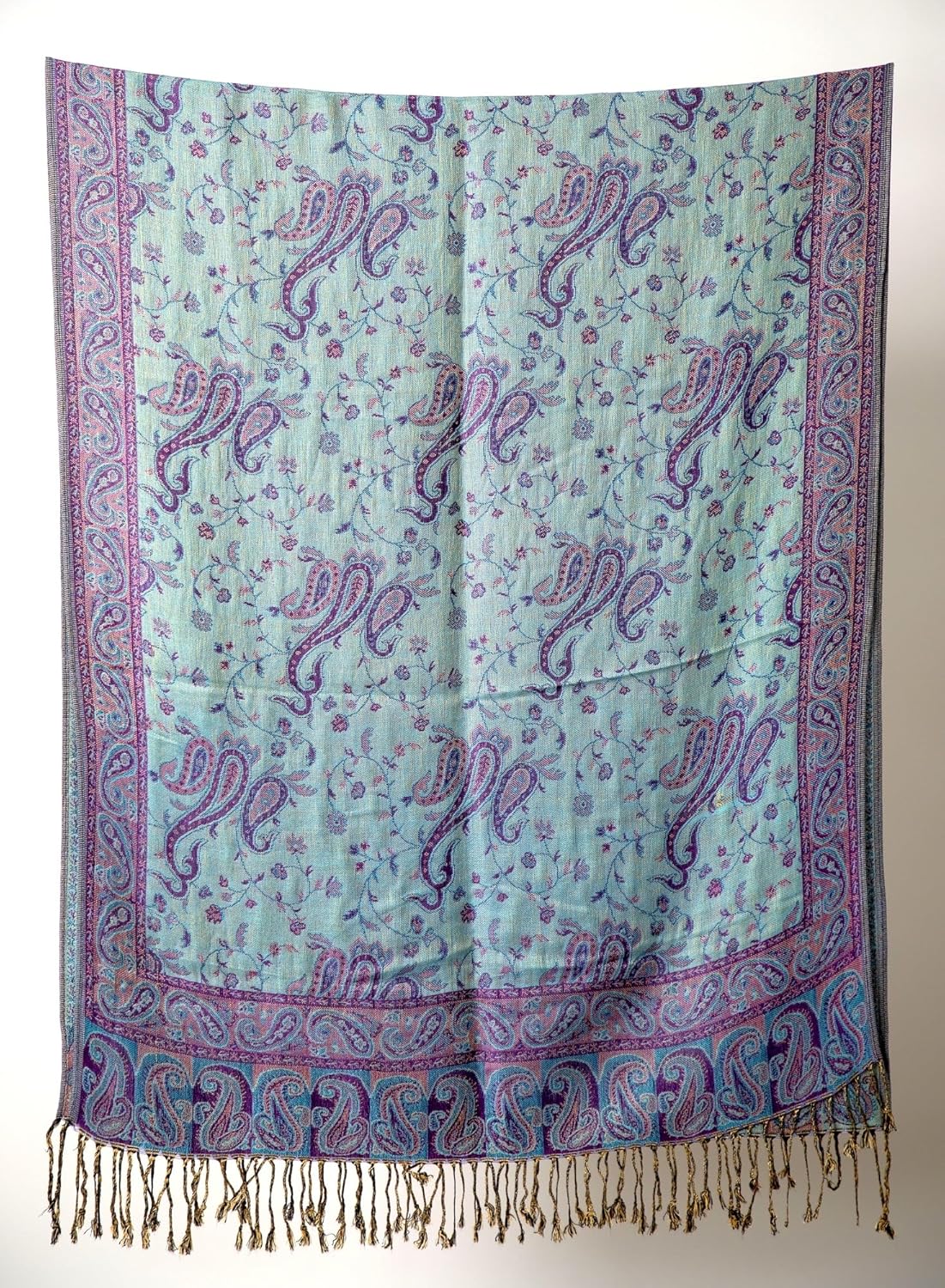 Achillea Reversible Paisley Pashmina Rave Scarf – Exotic Indian Shawls and Wraps for Evening Dresses, Festivals, All Seasons - Colors A