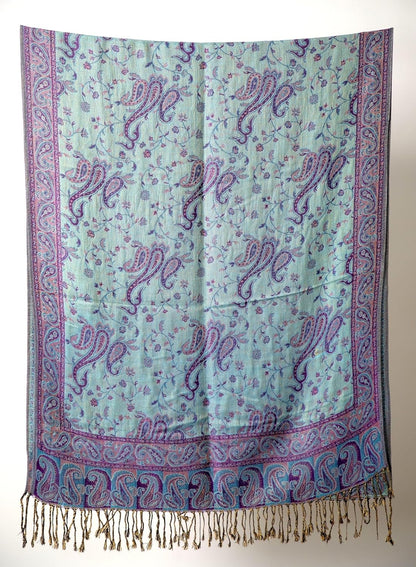 Achillea Reversible Paisley Pashmina Rave Scarf – Exotic Indian Shawls and Wraps for Evening Dresses, Festivals, All Seasons - Colors A