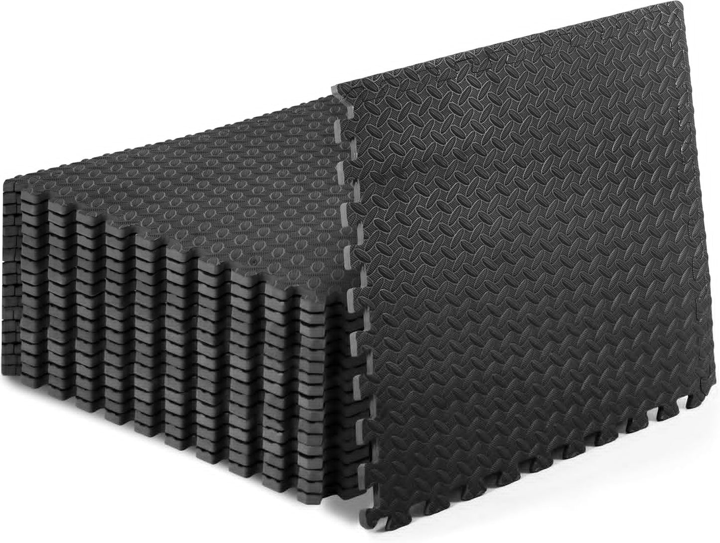 ProsourceFit Exercise Puzzle Mat ½-inch, EVA Interlocking Foam Floor Tiles for Home Gym, Workout Equipment, Kids Play Areas, Black, 24 SQ FT - 6 Tiles