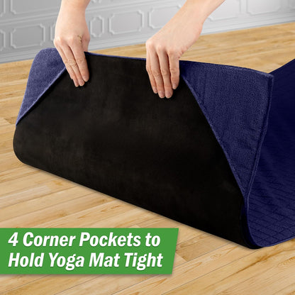 Yoga Mat Towel and Gym Towel Set - 2-Piece Non Slip Set for Hot Yoga, Pilates, and Gym - 72” x 24” Sweat Absorbent and Quick Drying Blanket with Corner Pockets for Mats by Wakeman (Gray)