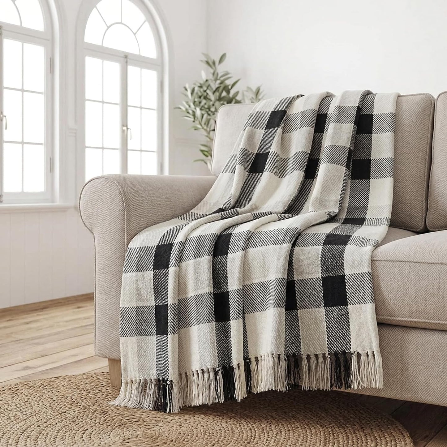 Americanflat 50x60 Throw Blanket - Soft and Breathable Cotton Throw Blanket for Couch, Bed, Chair - Decorative Blankets Perfect for Home or Outdoor Use - Navy Blue and White Double Diamond Design