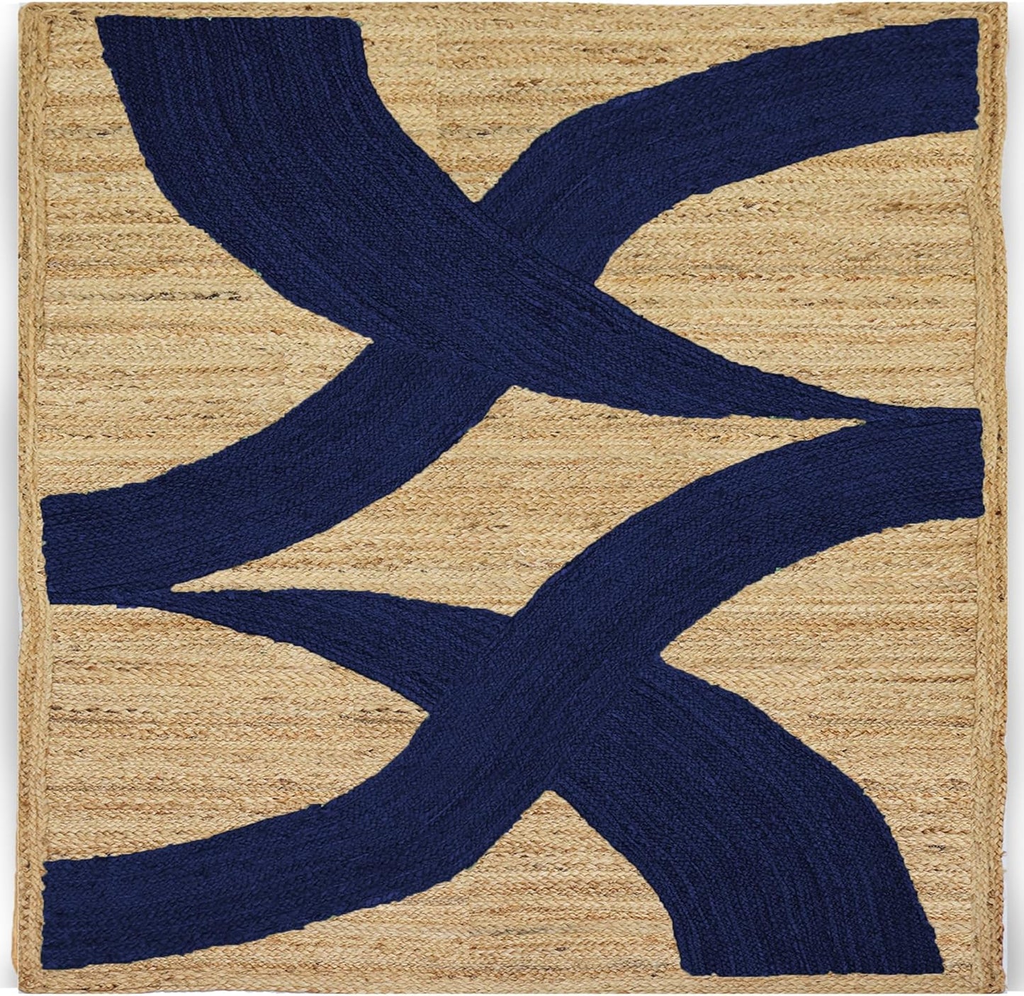 Premium Quality Jute Rug 4x6 Feet Area Rug Natural Fiber Jute Rugs Thick 0.27" Black Abstract Pattern Geometric Rugs for Kids Room, Living Room, Yoga Mat, Indoor Outdoor Carpet - Colors C