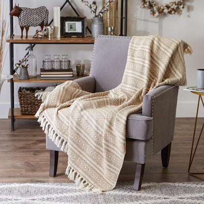 DII Global Diamond Stripe Woven Throw, 50x60-Inch, Mineral