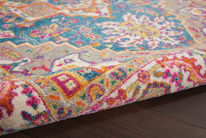 Nourison Home Passion Teal Multicolor 9' x 12' Area Rug - Easy Clean, Non Shedding, Bed Room, Living Room, Dining Room, Kitchen (9' x 12')