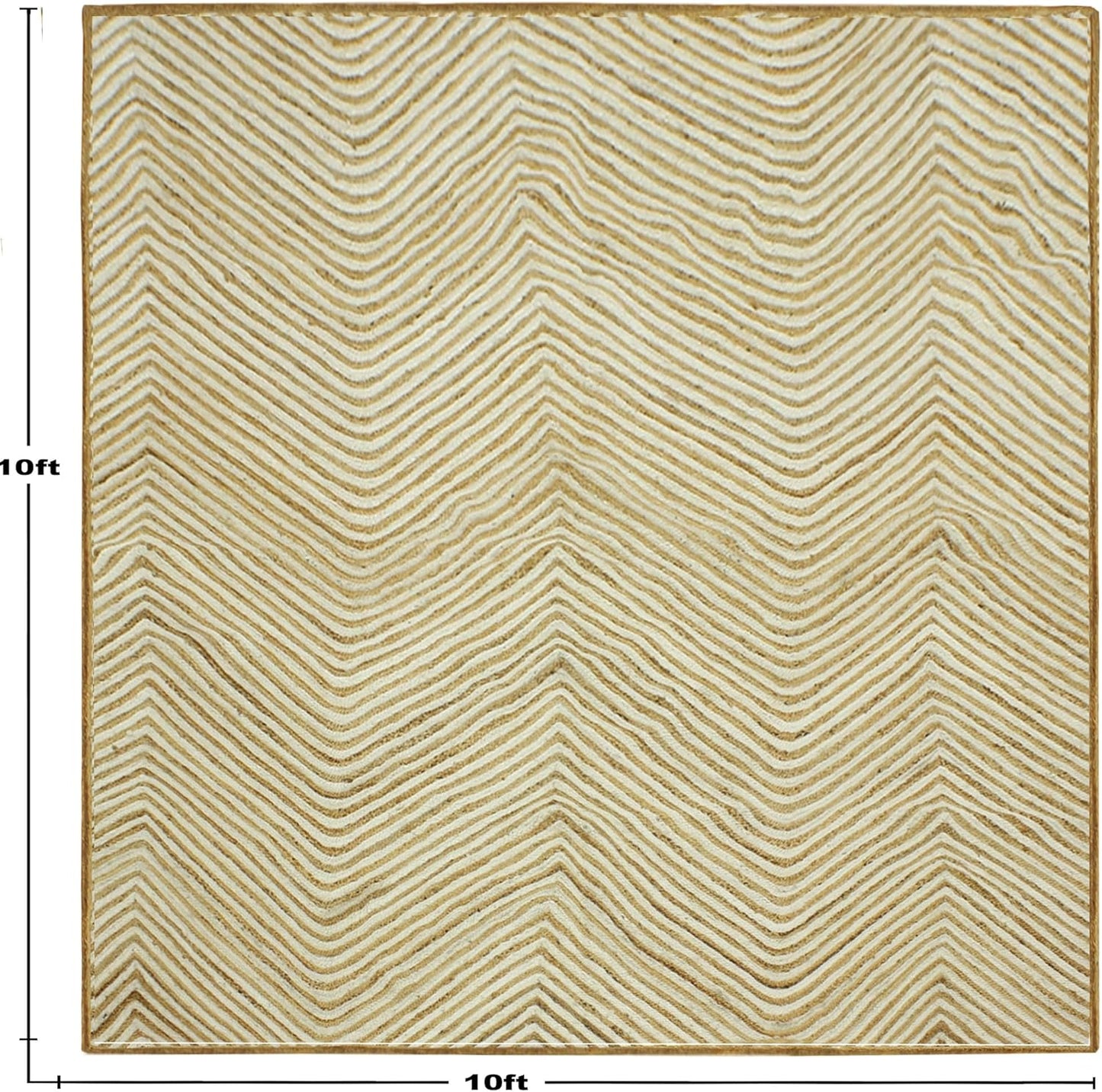 Scalloped Edge Kilim Rug 3' Square Rug Beige & Multicolor Cape Cod Design Carpet Thick 0.27 inches Hand Braided Jute Flatweave Indoor Outdoor Use Rugs for Bedroom, Kitche, Yoga Mat