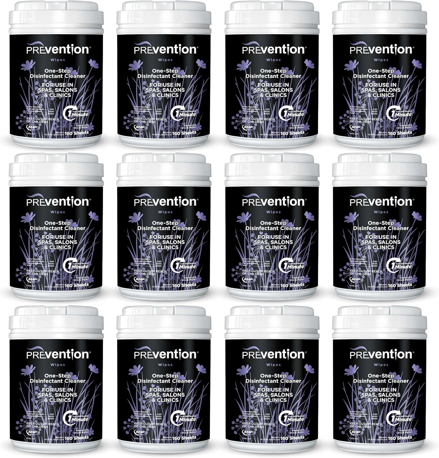 Prevention All Purpose Disinfectant Wipes – Canister of Cleaning Wipes for Salons, Spas, Wellness Centers and Yoga Studios – Hospital Grade Surface Sanitizing – 160 Count