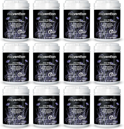 Prevention All Purpose Disinfectant Wipes – Canister of Cleaning Wipes for Salons, Spas, Wellness Centers and Yoga Studios – Hospital Grade Surface Sanitizing – 160 Count