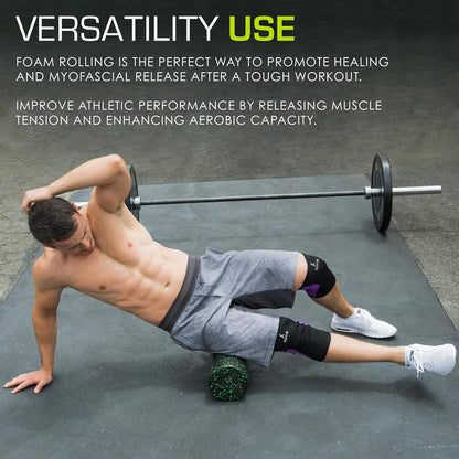 ProsourceFit High Density Foam Rollers 12 - inches long, Firm Full Body Athletic Massage Tool for Back Stretching, Yoga, Pilates, Post Workout Muscle Recuperation, Black