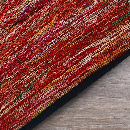 Ramanta Home 100% Cotton Chindi Hosiery Rug 24x36 Inch - Dark Multi, Farmhouse Reversible Soft Bohemeian Rugs Ideal for Entryways, Kitchen, Bedroom | Durable Lightweight Handmade Accent Doormat