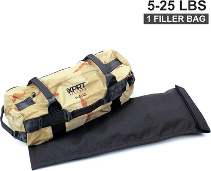 XPRT Fitness Workout Sandbag for Heavy Duty Workout Cross Training 7 Multi-positional Handles - Color Army Green/Black/Camo