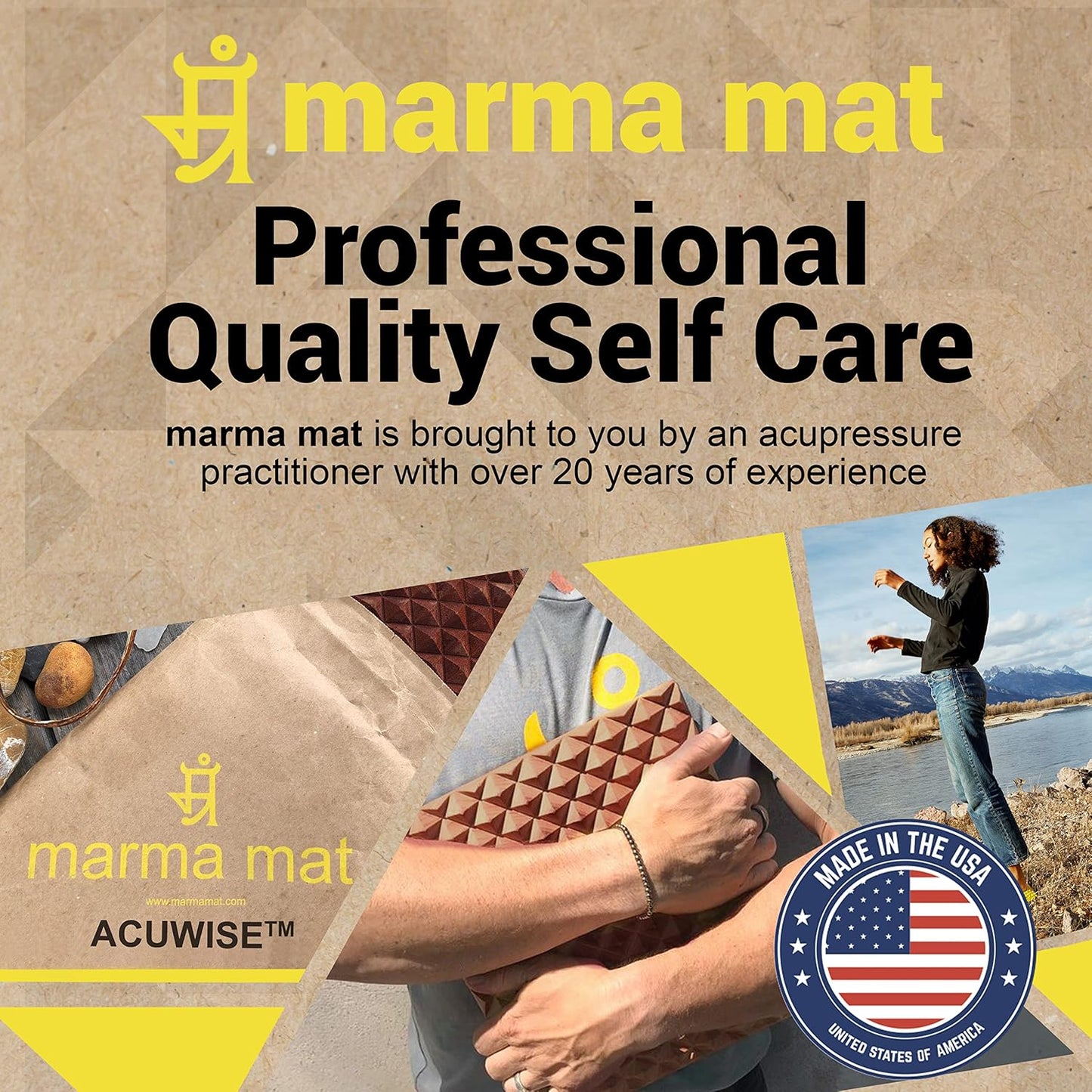Premium Mohagany Wood Acupressure Reflexology marma mat for Feet, Back | Neck Pain | Sciatica | Plantar Fasciitis | Insomnia | Stress Relief | Patented Curve Design | Made in USA