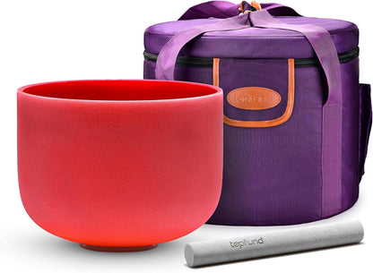 TOPFUND Pink Purple F Note Crystal Singing Bowl Heart Chakra 8 inch with Suede Mallet