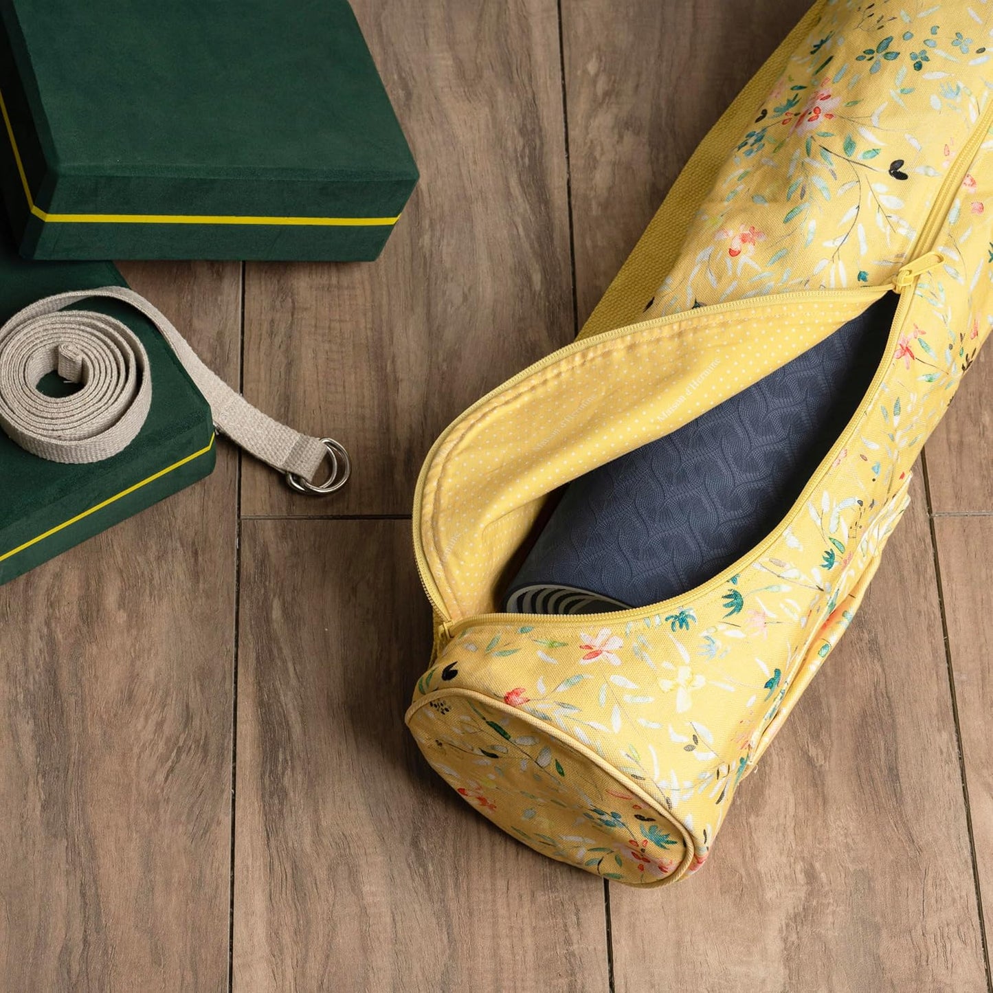 Maison d' Hermine Yoga Mat bag, Cylindrical bag for Woman&Men, yoga mat Bag &Adjustable shoulder straps Yoga Mat Carrier Bag with Drawstring Water Bottle Pocket and zipper pocket Easter Gifts