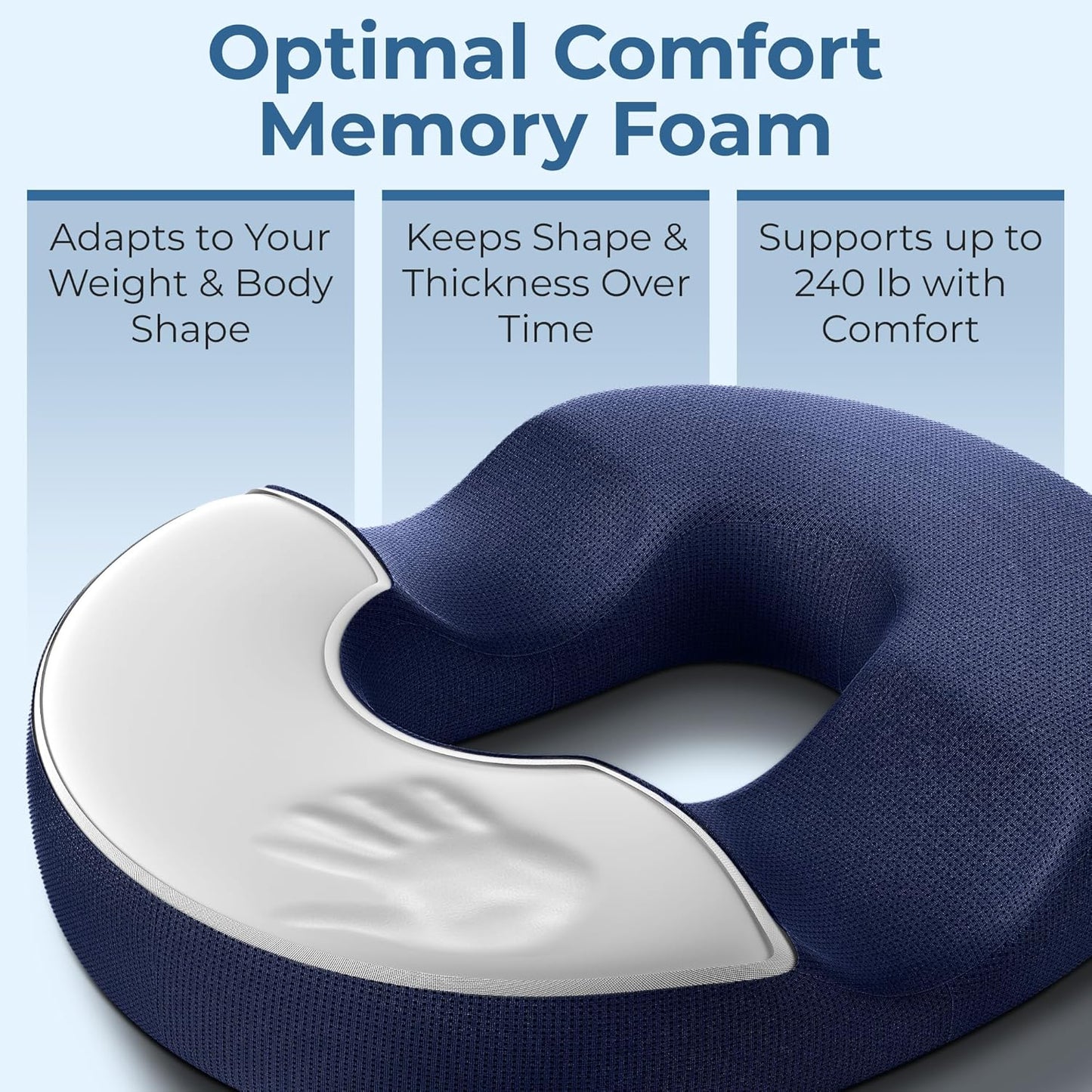 5 STARS UNITED Donut Pillow Hemorrhoid Tailbone Cushion – Large Floor Cushion for Pain Relief – Coccyx, Prostate, Sciatica, Pelvic Floor, Pressure Sores, Pregnancy, Postpartum Recovery, Black