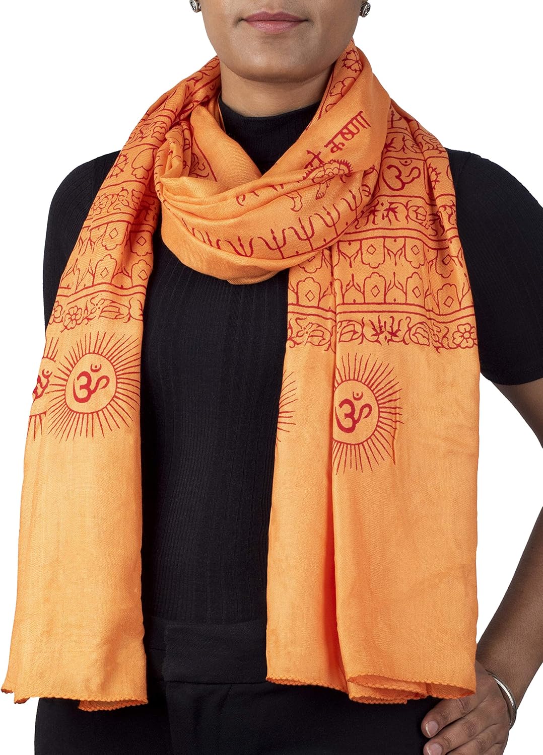 Yoga Scarf Meditation Shawl Large Wrap Hindu Prayer Stole OM Ganesha print