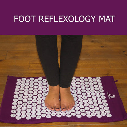 Acupressure Mat & Pillow Set – Extra-Long 29” Acupressure Therapy for Back & Neck Pain Relief, Sciatica, Stress Relief & Sleep Support – Includes Carry Bag & Hot/Cold Pack (Purple)