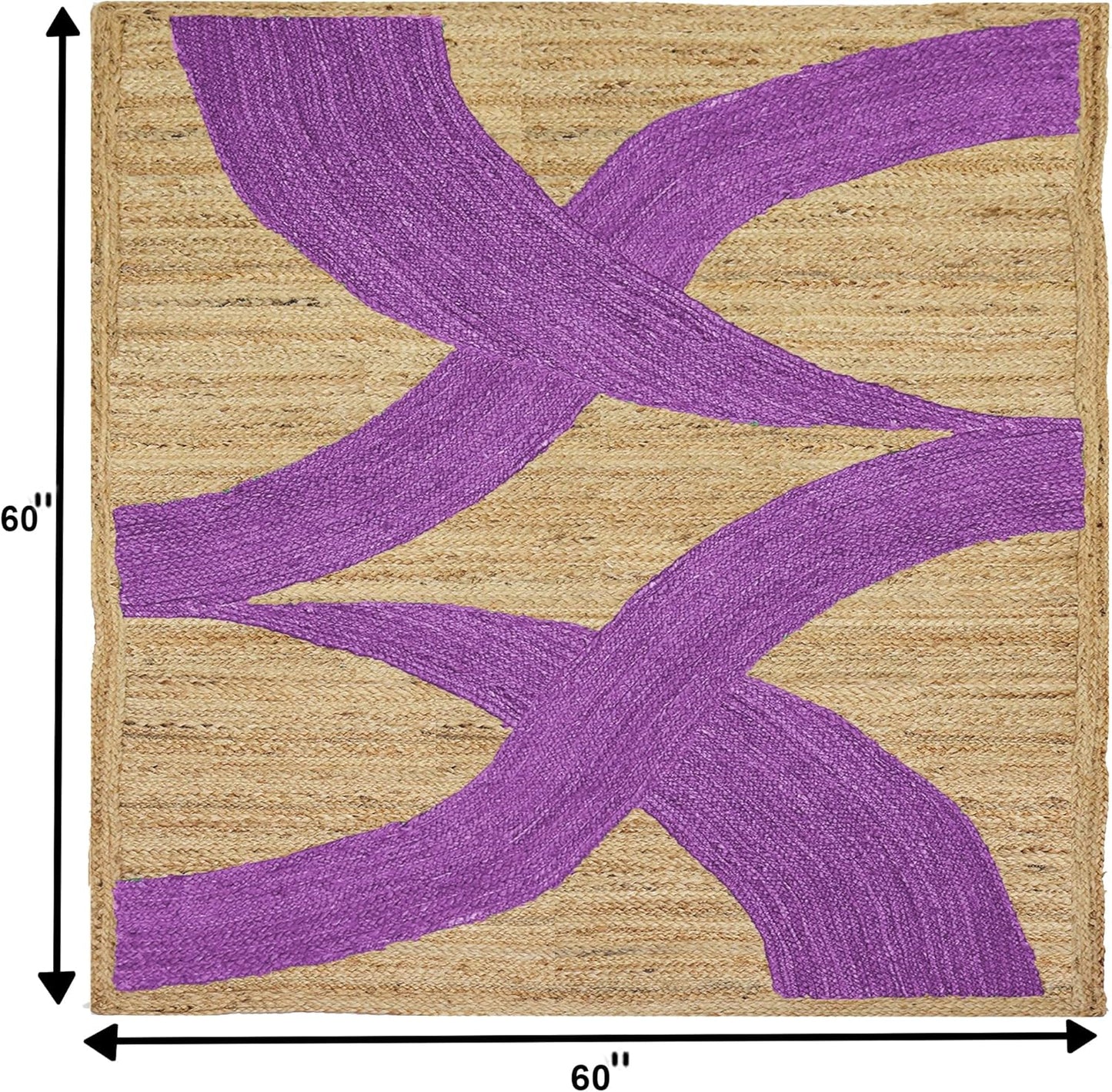 Premium Quality Jute Rug 4x6 Feet Area Rug Natural Fiber Jute Rugs Thick 0.27" Black Abstract Pattern Geometric Rugs for Kids Room, Living Room, Yoga Mat, Indoor Outdoor Carpet - Colors A
