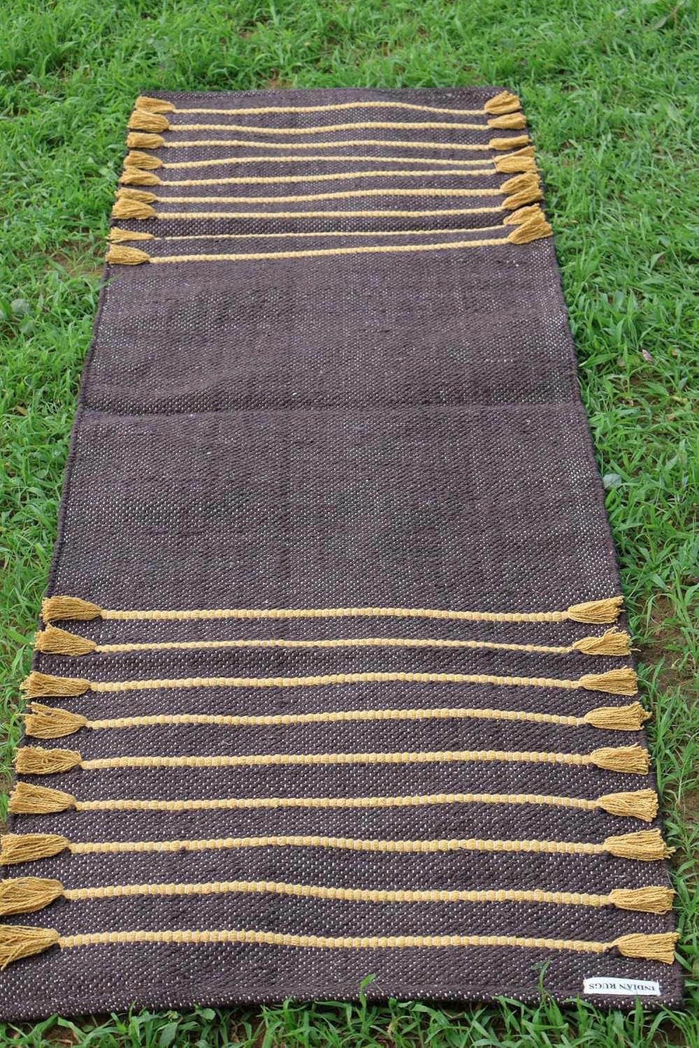 Cotton Organic Yoga Mat - Eco-Friendly Hand-Woven Rug - Handloom Foldable Yoga Mat for Everyday Fitness Maditation Rug - (24”x72”)