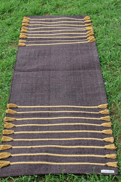 Cotton Organic Yoga Mat - Eco-Friendly Hand-Woven Rug - Handloom Foldable Yoga Mat for Everyday Fitness Maditation Rug - (24”x72”)