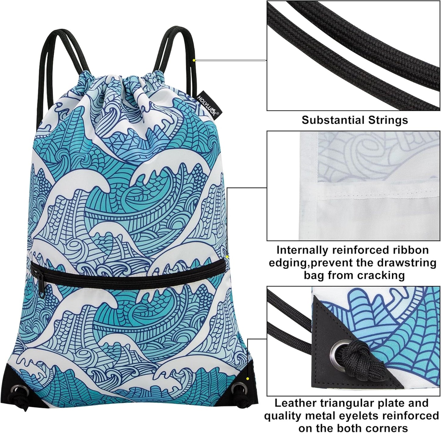 HOLYLUCK Drawstring Backpack Bag Sport Gym Sackpack - Colors B
