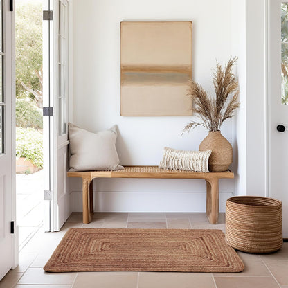 COTTON CRAFT Jute Rug - 2 Pack Braided 100% Jute Door Mat - Woven Neutral Reversible Small Rug - Entryway Kitchen Living Room Bedroom Bathroom Farmhouse Rustic Boho Throw Mat - 22 x 34 - Natural