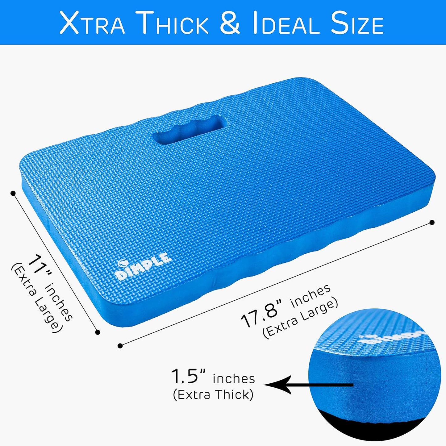 Dimple Thick Kneeling Pad | Garden Pad for Gardening | Kneeling Pad for Work | Garden & Bathtub Kneeler for Baby Bath | Kneeling Mat for Exercise & Yoga (XL) 17.8 x 11, Thickest 1-½"(2 Pack, Blue)