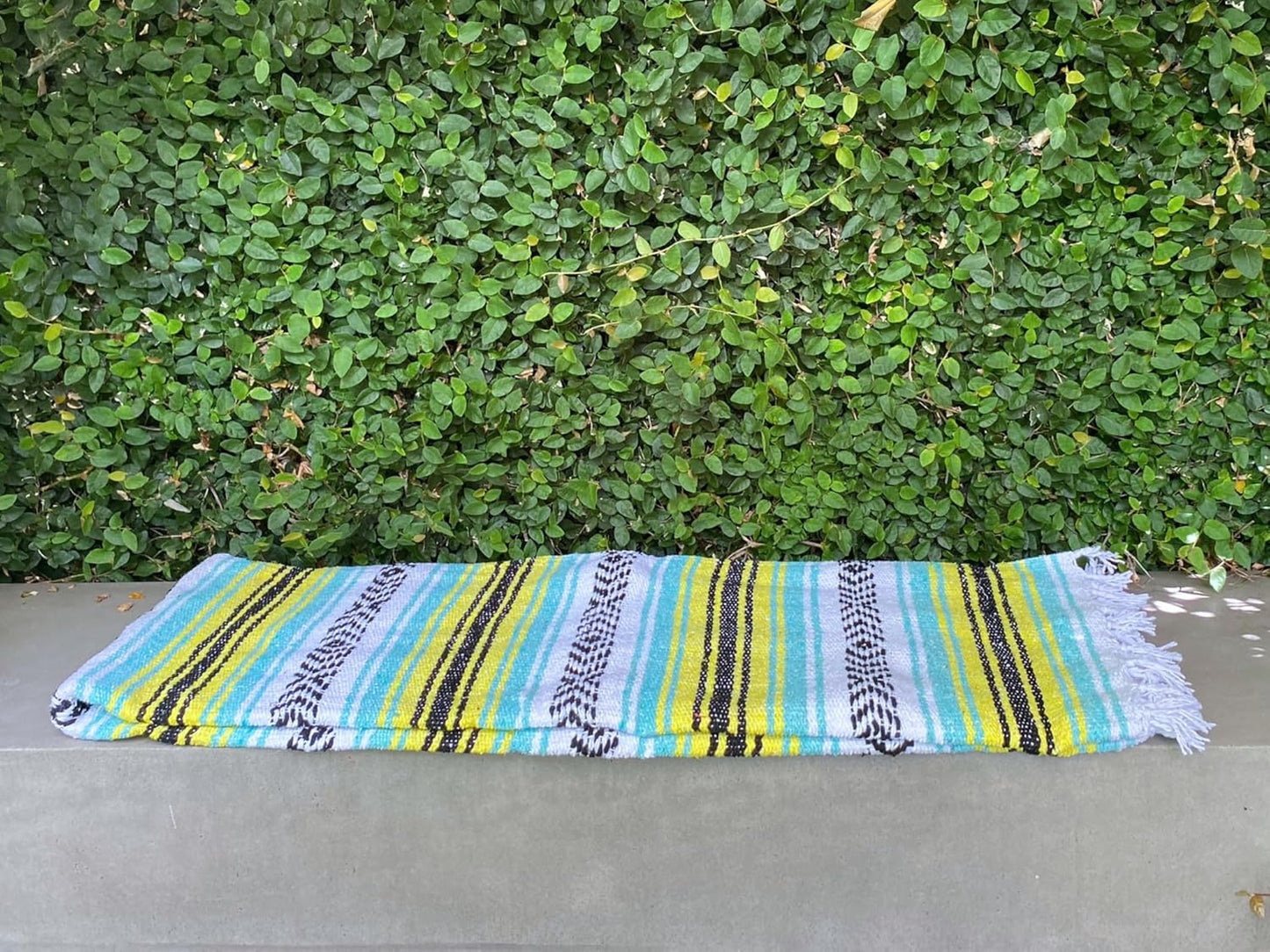 Del Mex Classic Mexican Blanket, Large Authentic Woven Falsa Throw (70"x50"), Artisan Southwest Décor for Beach, Yoga, Outdoors (Lavender)