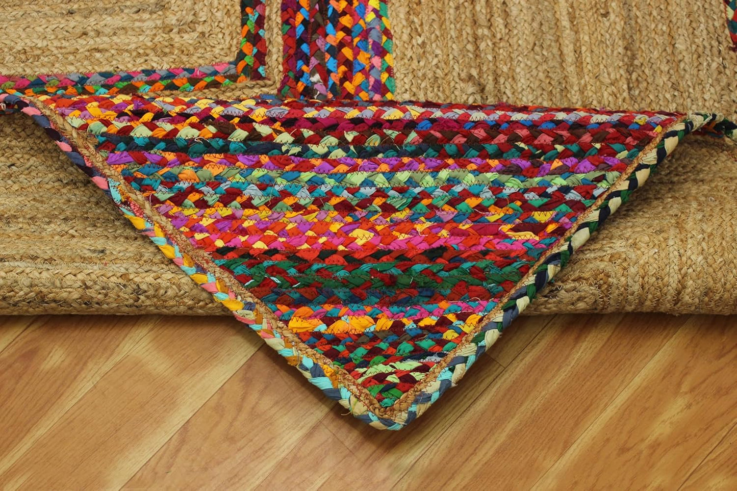 Premium Quality Jute Rug 2x3 Kilim Area Rug Hand Braided Jute Geometric Pattern Beige Hand Woven Boho Flatweave Carpet Indoor Outdoor Rugs for Kitchen Garden Yoga Mat - Colors A