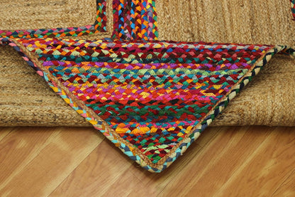 Premium Quality Jute Rug 2x3 Kilim Area Rug Hand Braided Jute Geometric Pattern Beige Hand Woven Boho Flatweave Carpet Indoor Outdoor Rugs for Kitchen Garden Yoga Mat - Colors A