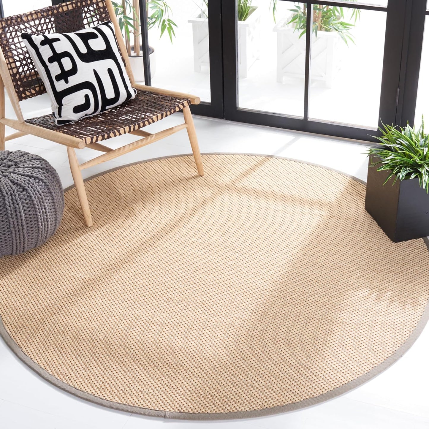SAFAVIEH Area Rug 11x15 - Natural Fiber Collection - Large - Maize & Linen Color, Sisal, Woven Design with Border (NF141B) - Colors A
