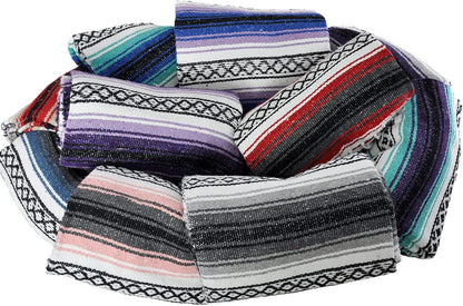 Cozumel Authentic Mexican Blankets (10-Pack) - 72"x48", Woven in Mexico - Serape Throw Blanket for Yoga Studio, Outdoor Picnic/Camping/Beach, Saddle Blanket, Bed/Home Decor (Assorted, Random)
