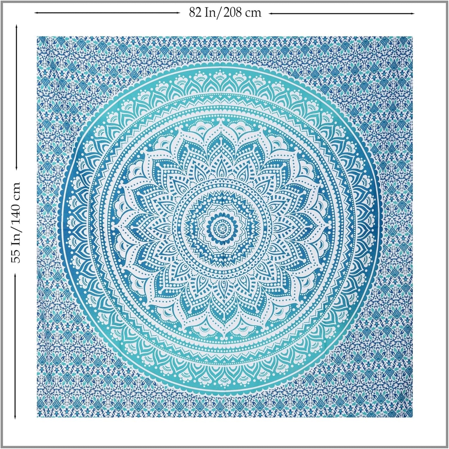 THE ART BOX Original Gold Tapestry Wall Hanging Mandala – Cotton Throw Tapestry – Boho Bedding White and Gold Medium Bedspread 54x60 Inches – Meditation & Yoga Rug Mat