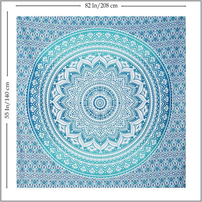 THE ART BOX Original Gold Tapestry Wall Hanging Mandala – Cotton Throw Tapestry – Boho Bedding White and Gold Medium Bedspread 54x60 Inches – Meditation & Yoga Rug Mat